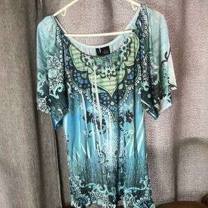 Y2k Chic Bohemian Blue Green blouse